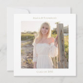 シンプル モダン フォト 卒業  ゴールド スクエア 招待状 (正面)