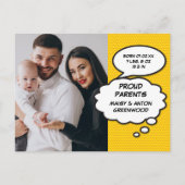 シンプル モダン フォト 赤ちゃん 誕生発表 案内ポストカード (裏面)