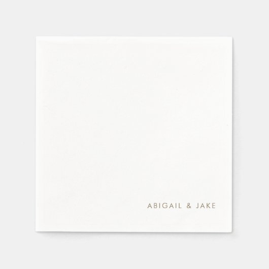 シンプル モダン フォント ゴールド テキスト 名前 ウェディング スタンダードカクテルナプキン (正面)