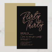 シンプル モダン フリーティー サーティー 誕生日招待状 招待状 (正面/裏面)