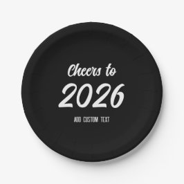 シンプル モダン ブラック カスタム 2026年 新年 パーティー ペーパープレート