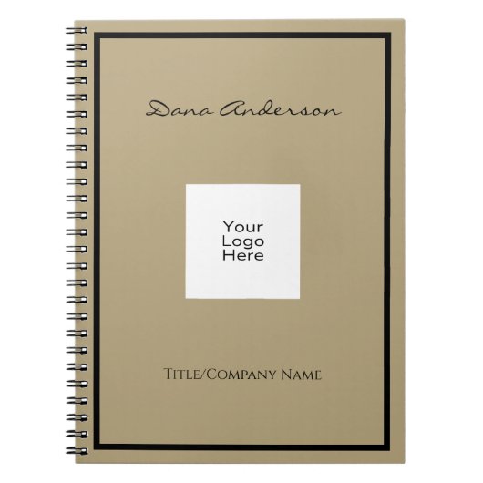 シンプル モダン ブラック タン スパイラル フォト ノートブック (正面)