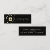 シンプル モダン ブラック・ドット・ゴールド インスタグラム スキニー名刺 (正面/裏面)