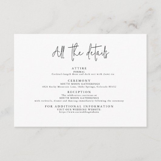 シンプル モダン ブラック＆ホワイト すべての詳細 エンクロージャーカード (正面)