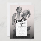 シンプル モダン ブラック ホワイト フォト QR ありがとう カード (正面)