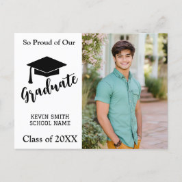 シンプル モダン ブラック＆ホワイト 発表 ポストカード