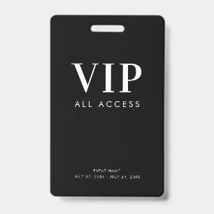 シンプル モダン ブラック VIP オールアクセスパス イベント バッジ