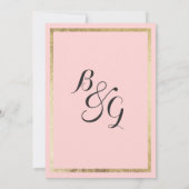 シンプル モダン ブラッシュ ピンク ゴールド ボーダー ウェディング 招待状 (裏面)
