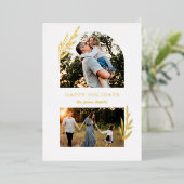 シンプル モダン ブランチ スプリット アーチ ツー フォト 箔シーズンカード (立ち正面)