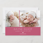 シンプル モダン ベスト ギフト 誕生発表 ピンク シーズンカード (裏面)