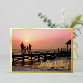 シンプル モダン ホイル カスタム フォト クリスマス カード (立ち正面)