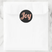 シンプル モダン ホリデー 黒色 筆記体 Joy ラウンドシール (バッグ)