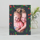 シンプル モダン ホリーバerry フォト 箔シーズンカード (立ち正面)