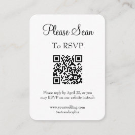シンプル モダン ホワイト ウェディング スキャン QR コード エンクロージャーカード
