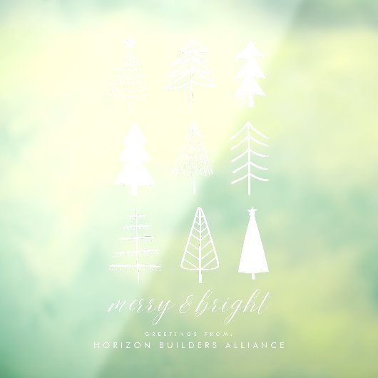 シンプル モダン ホワイト メリー & ブライト クリスマス ウィンドウサイン (シート3)