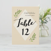 シンプル モダン ボタニカル ウェディング テーブル ナンバー カード (スタンド正面)