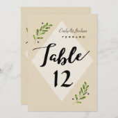 シンプル モダン ボタニカル ウェディング テーブル ナンバー カード (正面/裏面)