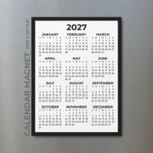 シンプル モダン マグネットカレンダー 2027