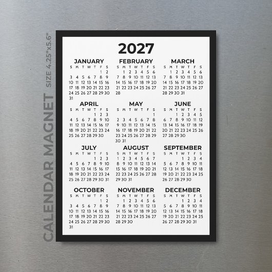 シンプル モダン マグネットカレンダー 2027