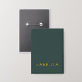 シンプル モダン ミニマリスト オウン ネーム ダスティ グリーン 缶バッジ (正面/裏面)