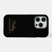 シンプル モダン ミニマリスト ゴールド 名前 ブラック iPhoneケース (裏面横)