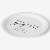 シンプル モダン ミニマリスト スクリプト ウェディング シャワー ペーパープレート (アングル)