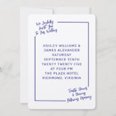 シンプル モダン ミニマリスト ネイビー ブルー ウェディング 招待状 (正面)