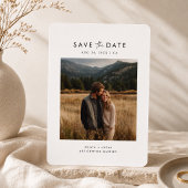 シンプル モダン ミニマリスト 写真付き結婚式延期案内状 セーブザデート
