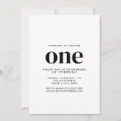 シンプル モダン ミニマリスト 1歳 誕生日 招待状 (正面)