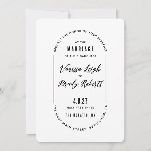 シンプル モダン ミニマル ウェディング インビテーション (正面)