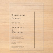 シンプル モダン ミニマル ウェディング リハーサル ディナー アクリル招待状 (正面)