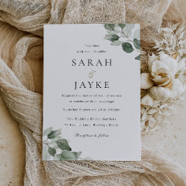 シンプル モダン ミニマル グリーン リーフ ウェディング 招待状