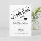 シンプル モダン ミニマル スクリプト 卒業パーティー 招待状 (スタンド正面)