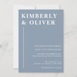 シンプル モダン ミニマル ダスティーブルー ウェディング 招待状