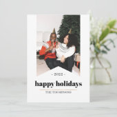 シンプル モダン ミニマル ハッピーホリデーズ フォト 2022 シーズンカード (スタンド正面)
