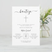 シンプル モダン ミニマル バプテスマ | スペイン語 洗礼 招待状 (スタンド正面)