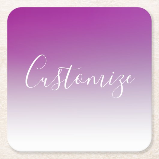 シンプル モダン ミニマル パープル オンブレ グラデーション スクエアペーパーコースター (正面)