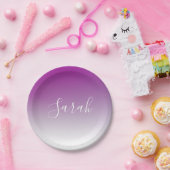 シンプル モダン ミニマル パープル オンブレ グラデーション ペーパープレート (パーティー)