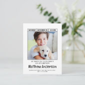 シンプル モダン ミニマル フォト バースデー パーティ ポストカード (スタンド正面)