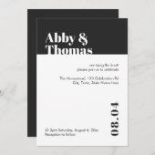 シンプル モダン ミニマル ブラック ホワイト ウェディング 招待状 (正面/裏面)
