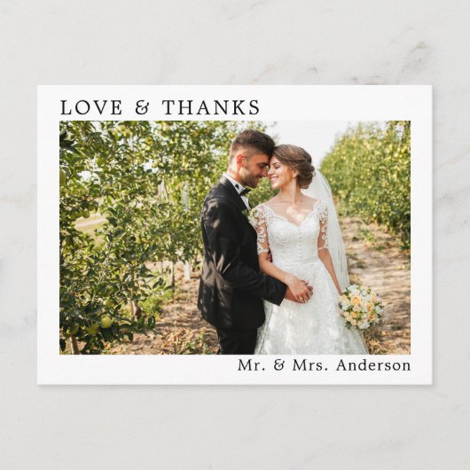 シンプル モダン ミニマル 結婚式 愛と感謝 ポストカード (正面)