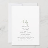 シンプル モダン ミニマル 30歳の誕生日 招待状 (正面)