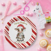 シンプル モダン メリークリスマス 子牛 牛 OX パターン ペーパープレート (パーティー)