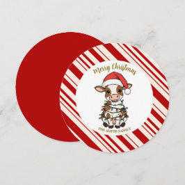 シンプル モダン メリークリスマス 子牛 牛 OX パターン 招待状