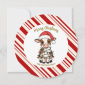 シンプル モダン メリークリスマス 子牛 牛 OX パターン 招待状 (正面)