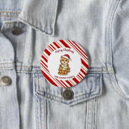 シンプル モダン メリークリスマス 子猫 キャットマス パターン 缶バッジ