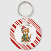 シンプル モダン メリークリスマス 子猫 CatMAS パターン キーホルダー (裏面)