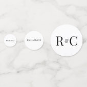 シンプル モダン モノグラム ウェディング コンフェッティ (正面)