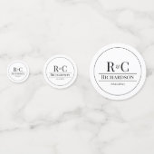 シンプル モダン モノグラム ウェディング コンフェッティ (裏面)