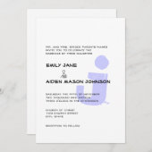 シンプル モダン モノグラム ペリウィンクル 結婚式 招待状 (正面/裏面)